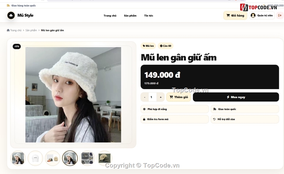 Web thời trang,Web bán mũ,mũ
